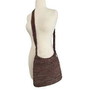 Kaminski Australia Brown Flat Sac Raffia Crossbody Purse